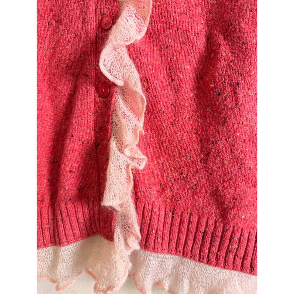 Northern Isles Cardigan Women Large Excellent Ruffle Mohair Trim Holiday 2005 - Picture 4 of 10